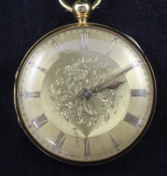 A 19th century engine turned 18ct gold keywind pocket watch,